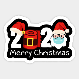 Merry Christmas 2020 Quarantine Christmas Santa Face Mask Sticker
